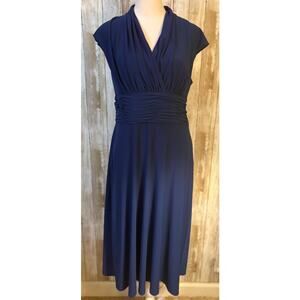 Black Label Evan Picone Surplice Ruched Waist‎ Dress - 8
